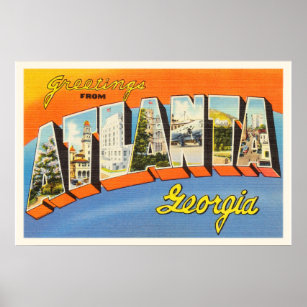 Atlanta Georgia GA Old Vintage Travel Postcard- Poster