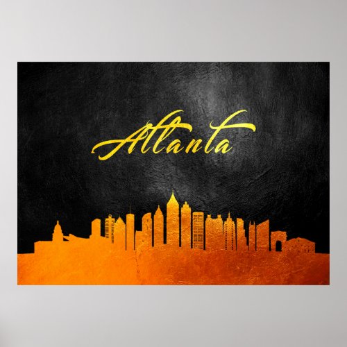 Atlanta Georgia Gold Skyline Poster