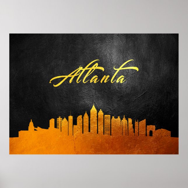 Atlanta Georgia Gold Skyline Poster (Front)