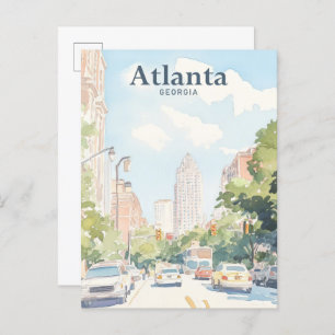 Atlanta Georgia Gouache Paint Illustration Travel Postcard