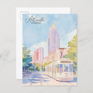 Atlanta Georgia Gouache Paint Illustration Travel Postcard