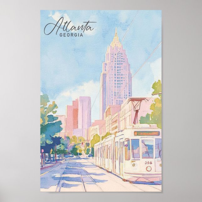 Atlanta Georgia Gouache Paint Illustration Travel Poster (Front)