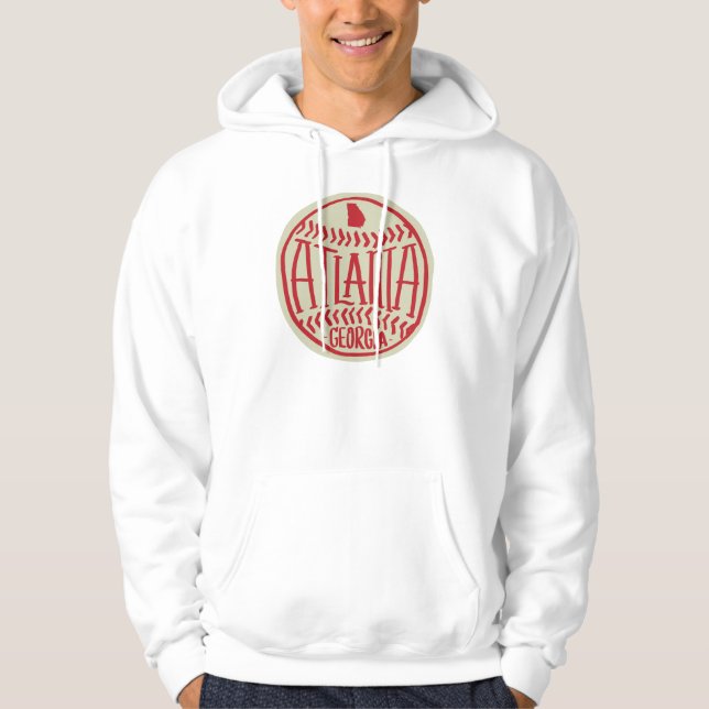 Atlanta Georgia Hand-Illustrated Baseball Typograp Hoodie (Front)
