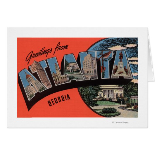 Atlanta, Georgia - Large Letter Scenes Cards (Front Horizontal)