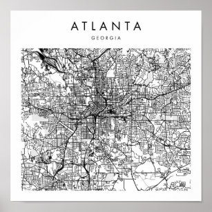 Atlanta Georgia Minimal Modern Street Map Poster