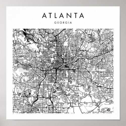 Atlanta Georgia Minimal Modern Street Map Poster