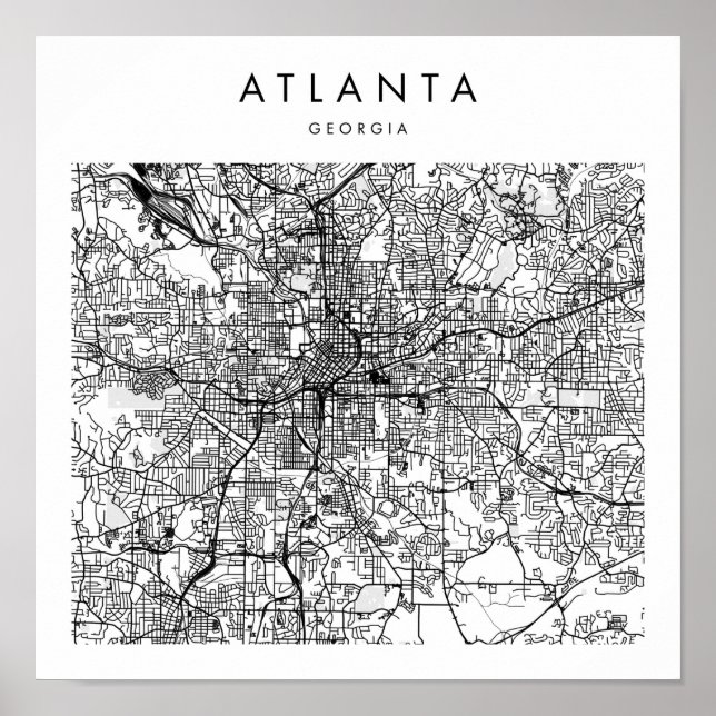 Atlanta Georgia Minimal Modern Street Map Poster (Front)