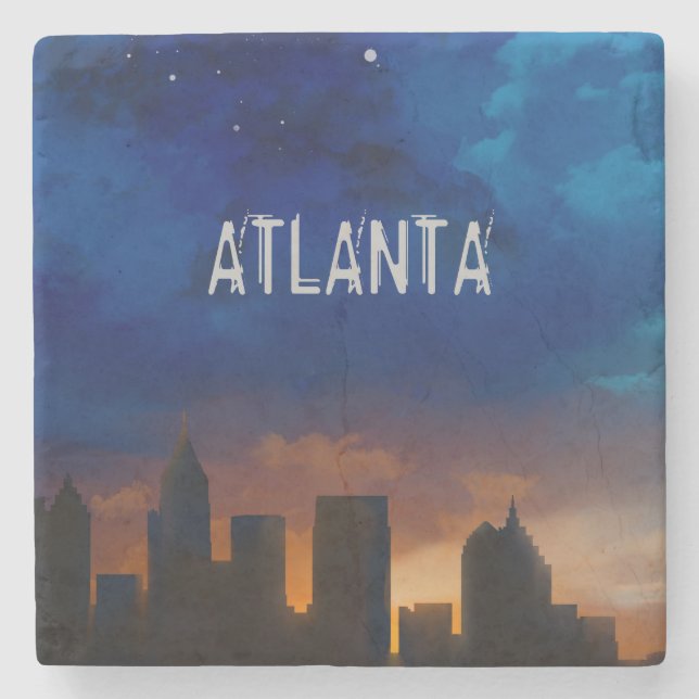 ATLANTA GEORGIA NIGHT SKYLINE - Stone Coaster (Front)