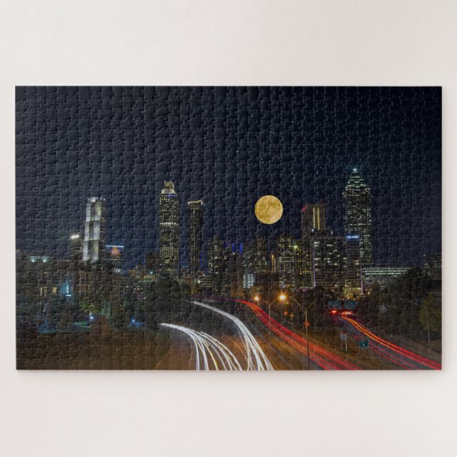 Atlanta, Georgia Nighttime Skyline Jigsaw Puzzle (Horizontal)