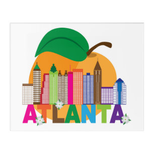 Atlanta, Georgia Peach Skyline Acrylic Print