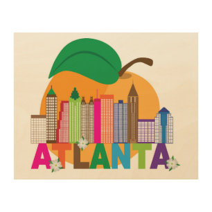 Atlanta, Georgia Peach Skyline Wood Wall Decor