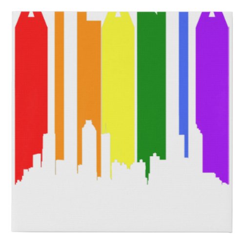 Atlanta Georgia Rainbow Skyline LGBT Gay Pride  Co Faux Canvas Print