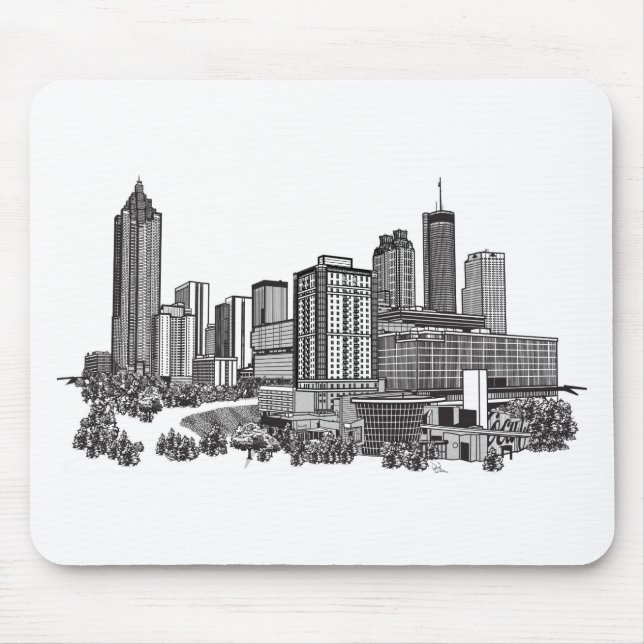 Atlanta Georgia Skyline Art Mouse Pad (Front)
