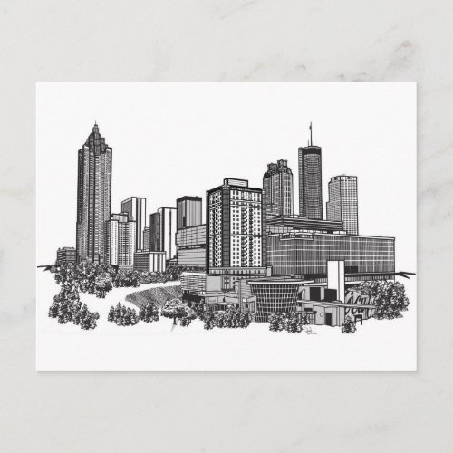 Atlanta Georgia Skyline Art Postcard