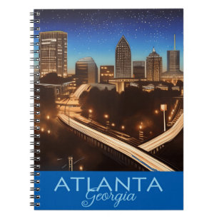 Atlanta Georgia Skyline Blue and Gold Evening Notebook