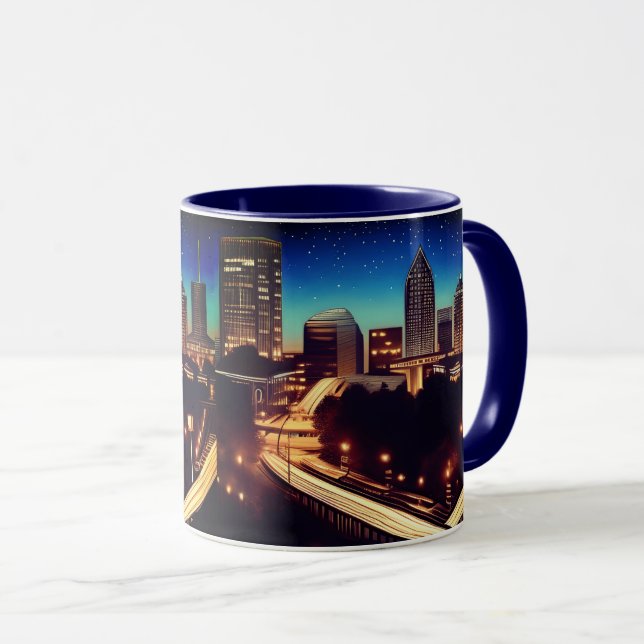 Atlanta Georgia Skyline Blue Starry Evening Mug (Front Right)