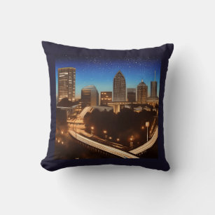 Atlanta Georgia Skyline Blue Starry Evening Throw Pillow