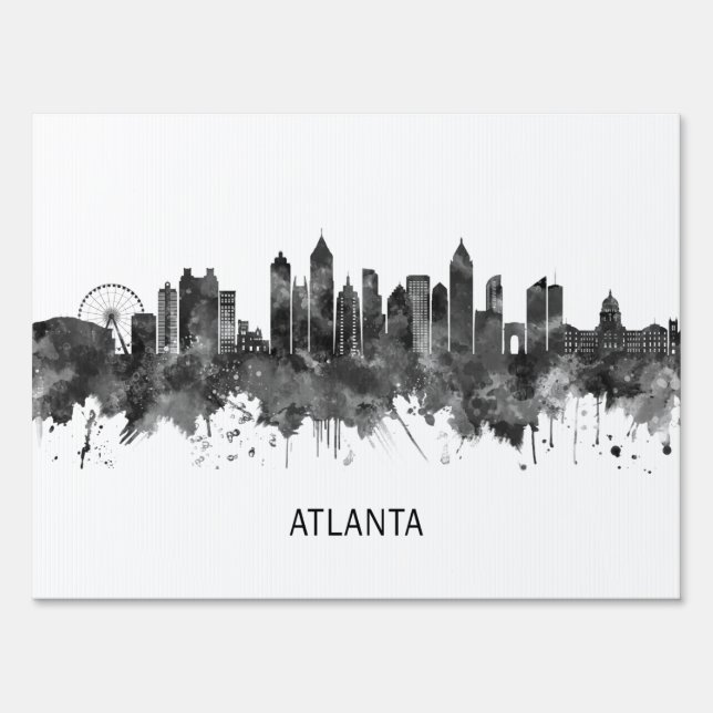 Atlanta Georgia Skyline BW Sign (Back)