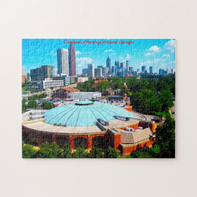 Atlanta Georgia skyline. Christmas Greetings Jigsaw Puzzle (Horizontal)