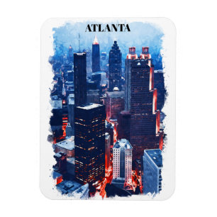 Atlanta Georgia Skyline City View Watercolor Magnet