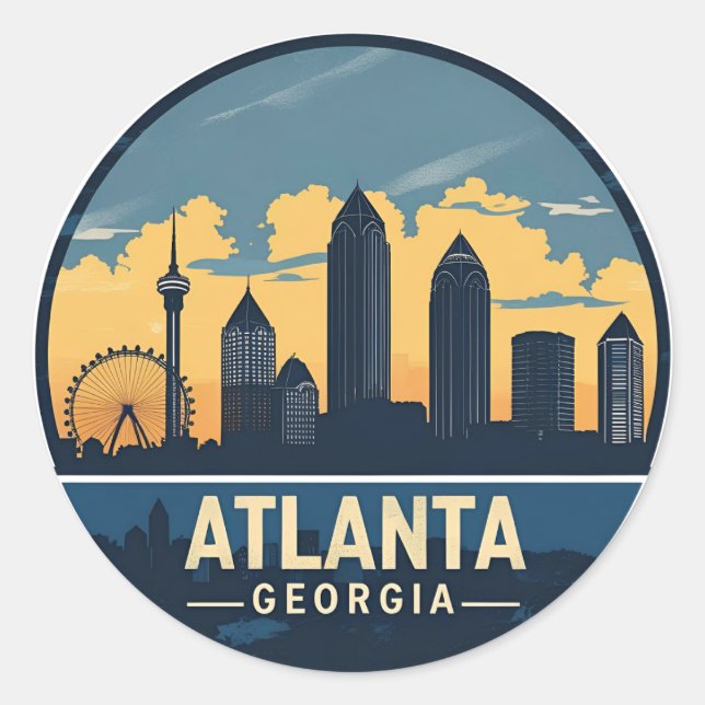 Atlanta Georgia Skyline Classic Round Sticker (Front)