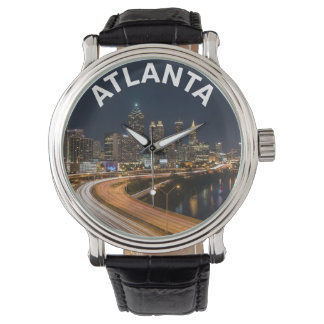 Atlanta Georgia Skyline, Night City Lights Souveni Watch