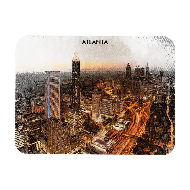 Atlanta Georgia Skyline Panorama View Magnet (Horizontal)