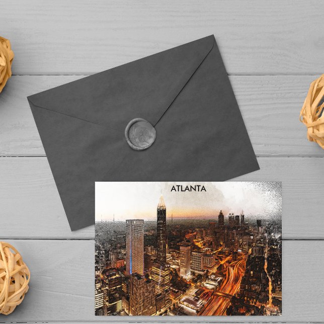 Atlanta Georgia Skyline Panorama View Postcard (atlanta georgia retro sunset postcard)