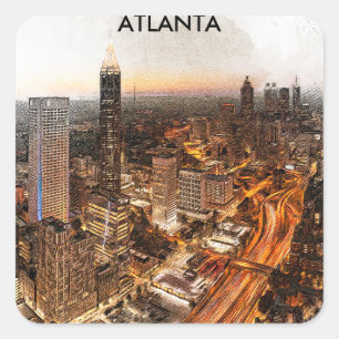 Atlanta Georgia Skyline Panorama View Square Sticker
