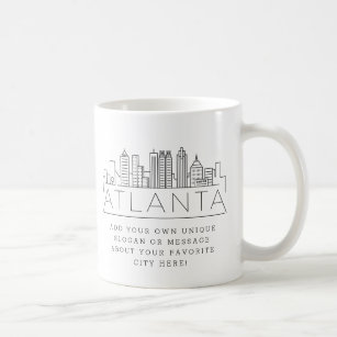 Atlanta, Georgia Stylized Skyline   Custom Slogan Coffee Mug