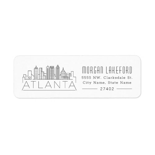 Atlanta Georgia Stylized Skyline  Label