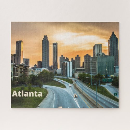 Atlanta Georgia Sunset City Downtown View  Jigsaw Puzzle