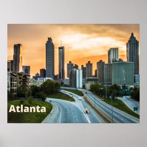 Atlanta Georgia Sunset City Downtown View   Poster