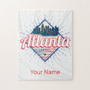 Atlanta Georgia United States Retro Skyline Jigsaw Puzzle
