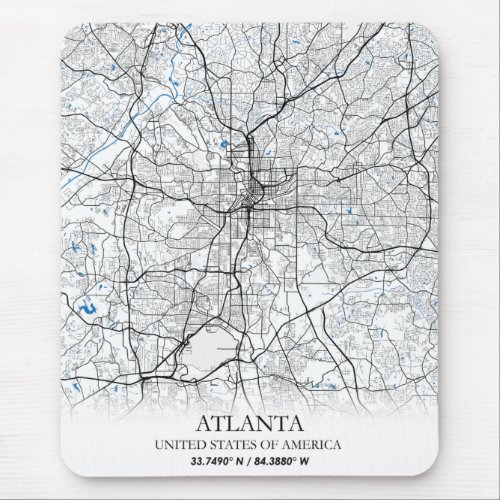 Atlanta Georgia USA Travel City Map Mouse Pad