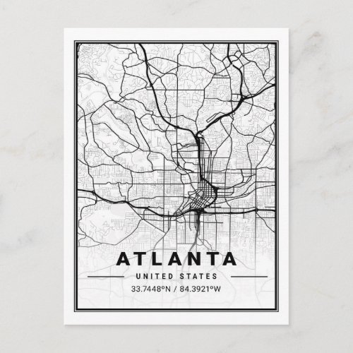Atlanta Georgia USA Travel City Map Postcard