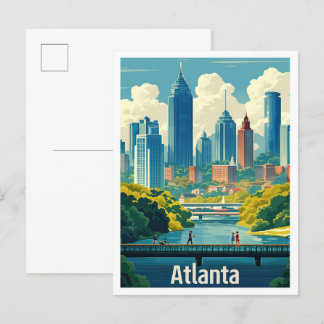 Atlanta Georgia USA Vintage Travel Illustration Postcard