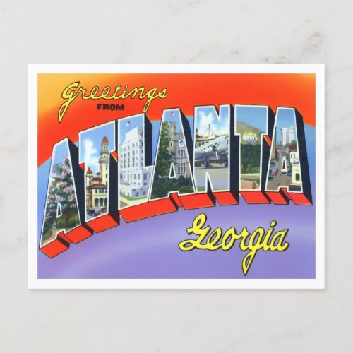 Atlanta Georgia Vintage Big Letters Postcard