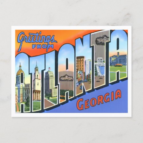 Atlanta Georgia Vintage Big Letters Postcard