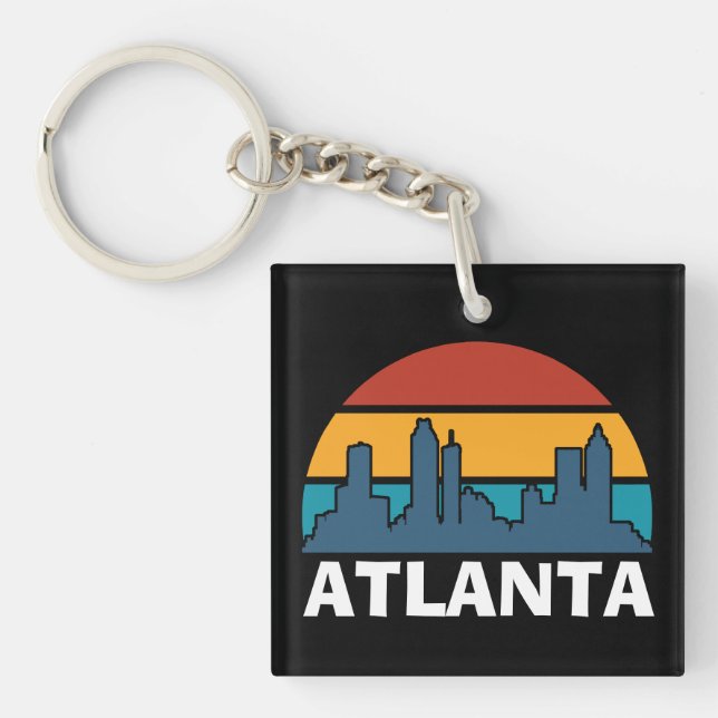 Atlanta Georgia Vintage Sunset Cityscape Keychain (Front)
