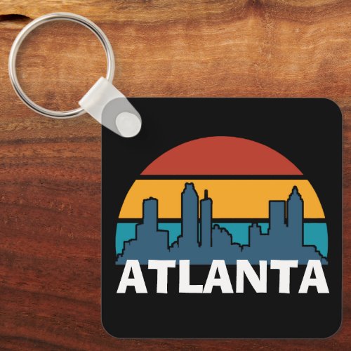 Atlanta Georgia Vintage Sunset Cityscape Keychain