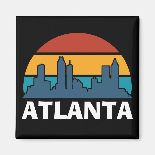 Atlanta Georgia Vintage Sunset Cityscape Magnet (Front)