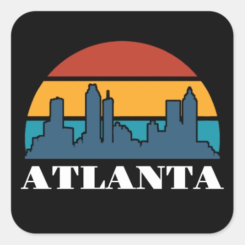Atlanta Georgia Vintage Sunset Cityscape Square Sticker