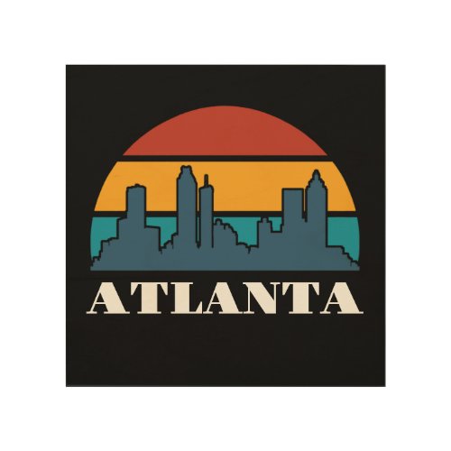 Atlanta Georgia Vintage Sunset Cityscape Wood Wall Art