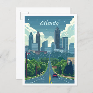 Atlanta Georgia Vintage Travel Illustration Postcard