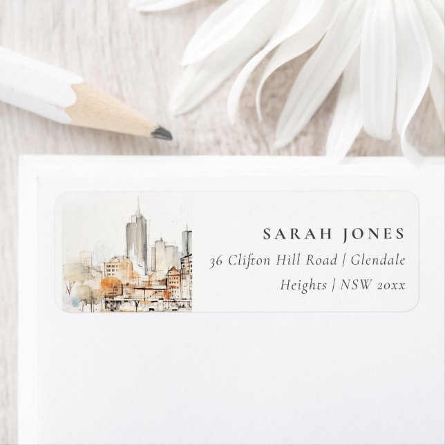 Atlanta Georgia Watercolor Landscape Address Label (Insitu)