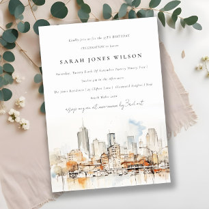 Atlanta Georgia Watercolor Landscape Birthday Invitation