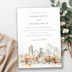 Atlanta Georgia Watercolor Landscape Wedding Invitation