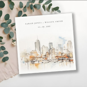 Atlanta Georgia Watercolor Landscape Wedding Napkins