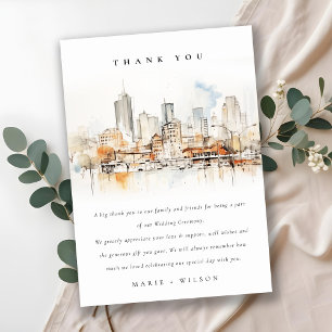 Atlanta Georgia Watercolor Landscape Wedding Thank You Card